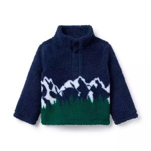Janie and Jack Navy and Green Mountain Fleece Hoodie